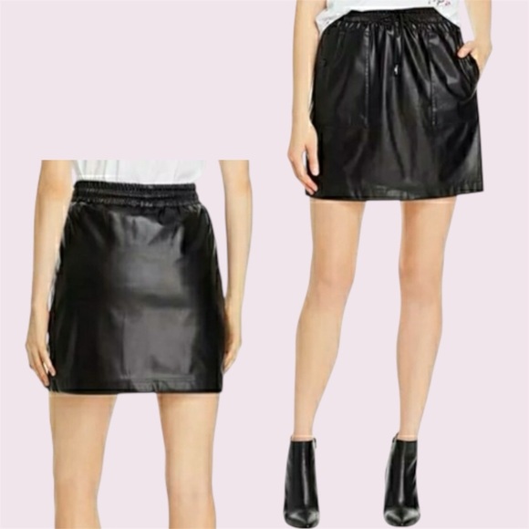 Karl Lagerfeld Dresses & Skirts - Karl Lagerfeld Paris Sz XL Black Elastic Waistband Faux Leather Pencil Skirt
